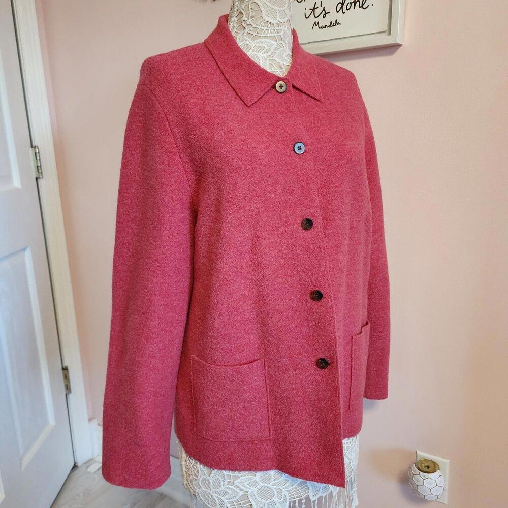LKNW Lands End adorable pink deep mauve jacket boiled wool 16 not lined